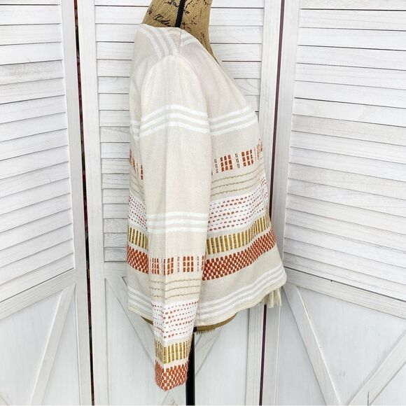 Soft Surroundings Juliet Woven Tasseled Cardigan Topper Jacket Beige Small - Picture 4 of 15